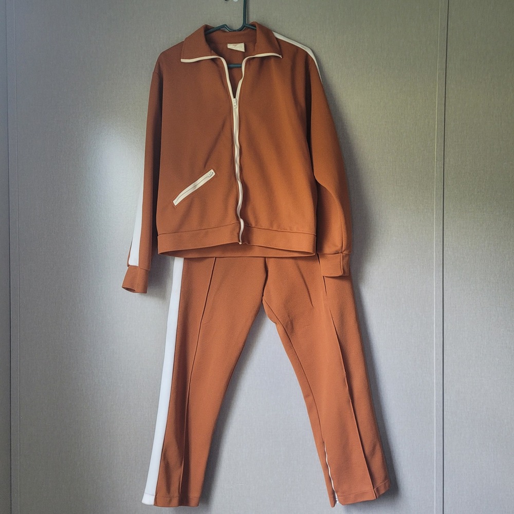 Ranger Tracksuit Set Mens L Burnt Orange Excellent Vintage 70s Retro Streetwear